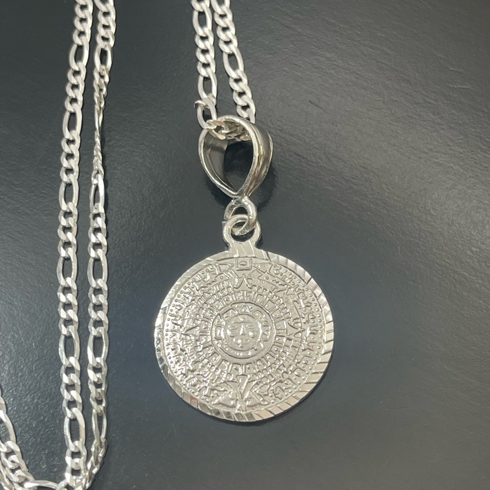 Solid 925 Mexican Silver Aztec Mayan Calendar Pen… - image 2